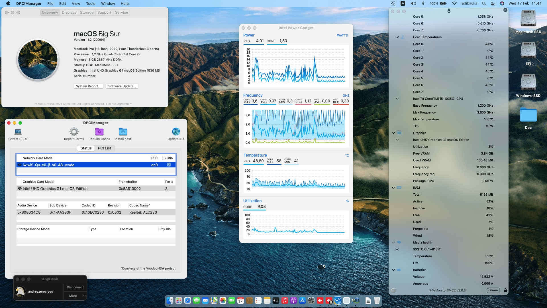 Success Hackintosh macOS Big Sur 11.2 Build 20D64 in Lenovo Ideapad Slim 3 14IIL05